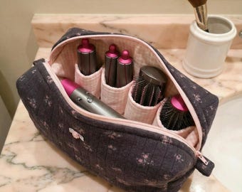 Dyson Airwrap Bag with Compartments Floral Knit Travel & Makeup Organizer