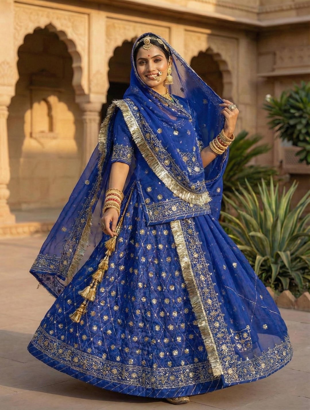 Rajputi Poshak Bridal Lehenga | Heavy Zardosi Georgette, Indian Wedding