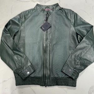 Custom Made Two jackets & 1 Embosed Snakeskin Belt Leather Genuine Embosed Python Skin Leather Jacket