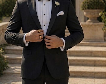 Zwart linnen pak heren bruiloft outfit lichtgewicht zomer bruidegom kleding ademend formele stijl