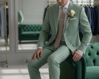 Abito da sposa verde menta a due pezzi - Abiti eleganti da uomo - Abiti formali da sposo