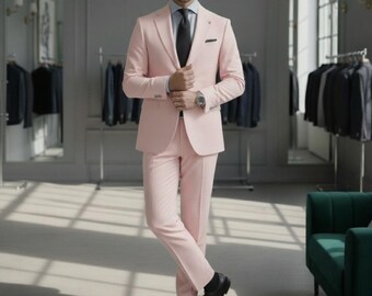 Rosa formale maßgeschneiderte stilvolle Hochzeit Party Wear zweiteilige Slim Fit Anzug für Bräutigam