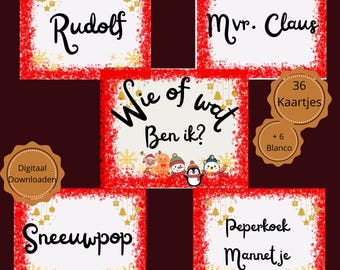 Christmas Who Am I Game | Printable Family Board Game | Dutch & English | Christmas Eve Activity | Digital Download