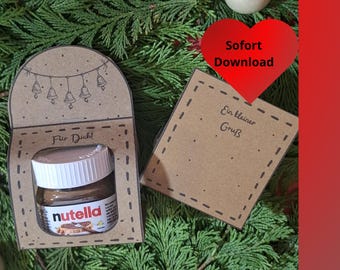 Nutella Mini Gift Box Printable Sofort Download Small Aufmerksamkeit