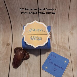 DIY Ramadan Date Box Blue – Including Note Card – Iftar Favor – Ramadan Kareem Gift Box – Printable Party Favor – Instant Download