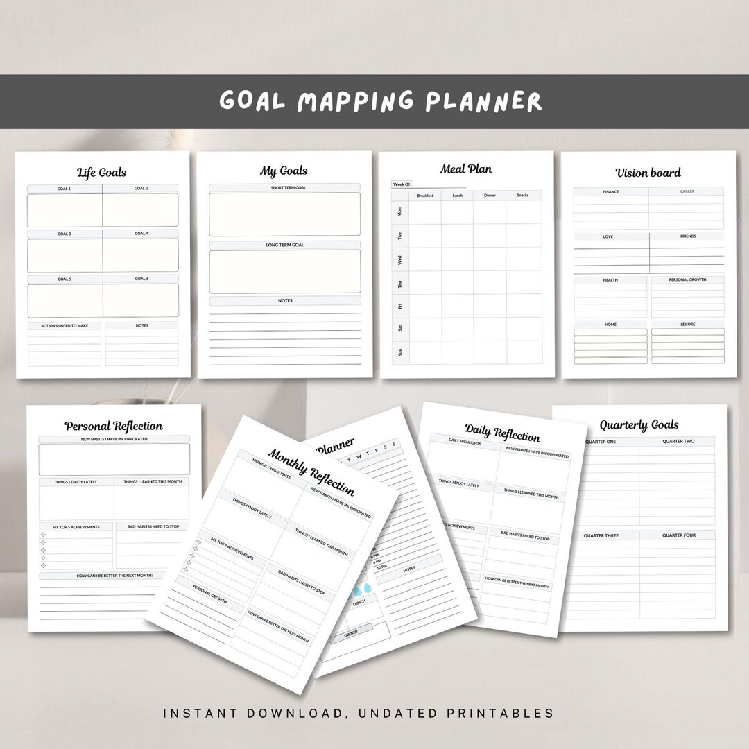 Goal Mapping Planner, Vision Board Workbook, Productivity Template ...