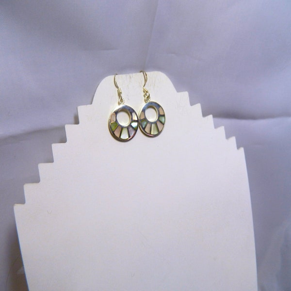 Runde Sterling silber und Shell Ohrringe