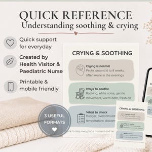 Baby Crying & Soothing Printable | Newborn Crying Quick Reference | Why Babies Cry Guide | Fussy Baby Support | Colic Help