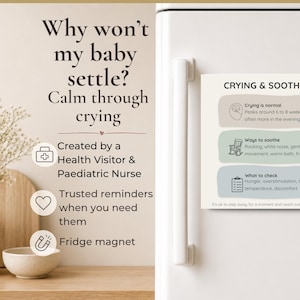Baby Crying & Soothing Magnet | Newborn Support Guide | Calm Quick Reference