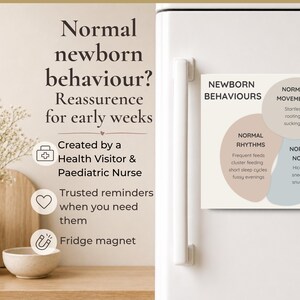 Newborn Behaviour Magnet | What’s Normal in the Early Weeks | Quick Baby Reference for New Parents