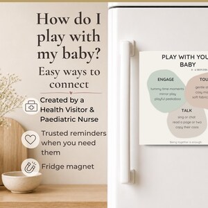 Newborn Play Ideas Magnet | Baby Activities 0–6 Months | Quick Reference