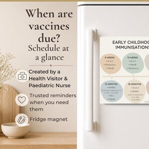 Baby Immunisation Schedule Magnet | UK Baby Vaccine Chart | Quick Reference