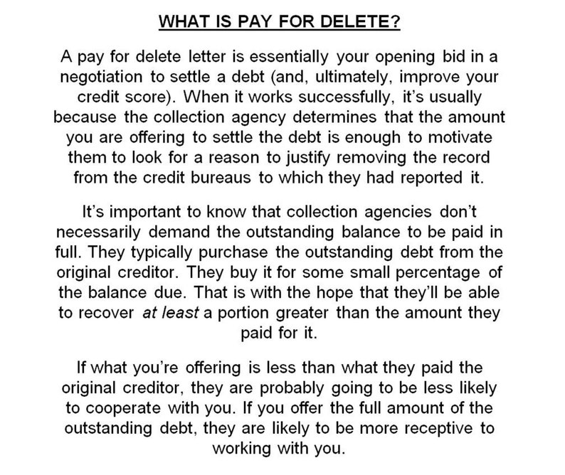 Pay For Delete Letter Template