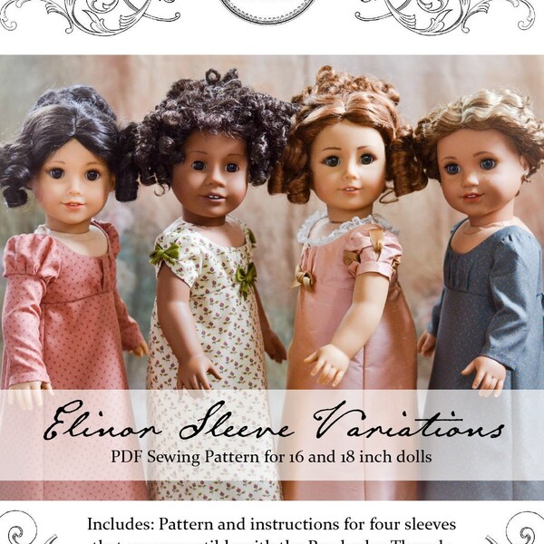 PDF Sewing Pattern Sleeve Variations for Elinor Regency Dress for 18 inch and 16 inch doll such as American Girl A Girl for All Time