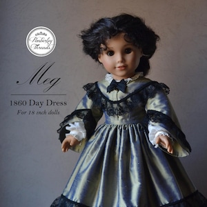 PDF Sewing Pattern Meg 1860 Day Dress for 18 inch dolls such as American Girl