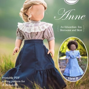 PDF Sewing Pattern Anne Shirtwaist and Skirt for 18 inch dolls