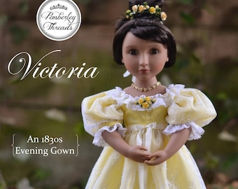 PDF Sewing Pattern Victoria 1830s Romantic Era Dress Evening Gown for 16 inch dolls A Girl for All Time