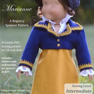 PDF Sewing Pattern Marianne Regency Spencer Jacket for 18 inch dolls