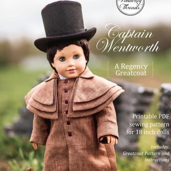 PDF Sewing Pattern Captain Wentworth Regency Boy Doll Outfit Greatcoat for 18 inch dolls