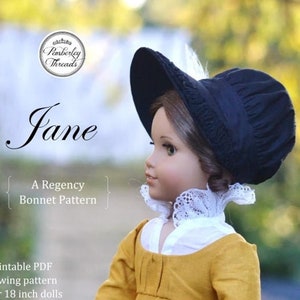 PDF Sewing Pattern Jane Regency Bonnet for 18 inch doll such as American Girl