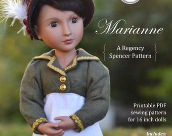 PDF Sewing Pattern Marianne Regency Spencer Jacket for 16 inch dolls A Girl for All Time