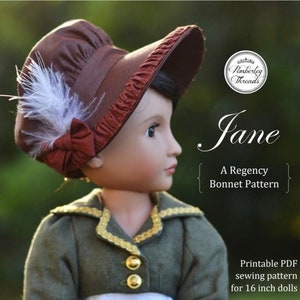 PDF Sewing Pattern Jane Regency Bonnet for 16 inch dolls such as A Girl for All Time