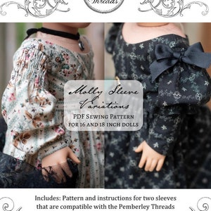 PDF Sewing Pattern Molly 1830s Gown Sleeve Variations for 18 inch and 16 inch doll American Girl A Girl for All Time image 1