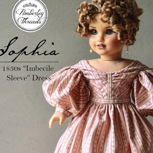 PDF Sewing Pattern Sophia 1830s Imbecile Sleeve Dress for 18 inch dolls such as American Girl