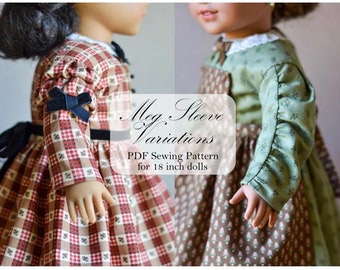 Modèle de couture PDF Meg 1860 Day Dress Sleeve Variations pour poupée de 18 pouces American Girl
