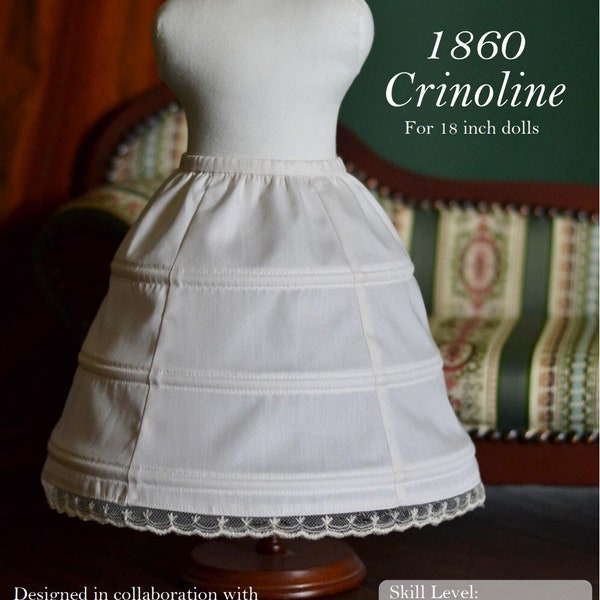 PDF Sewing Pattern 1860 Crinoline Hoop Skirt for 18 inch dolls such as American Girl
