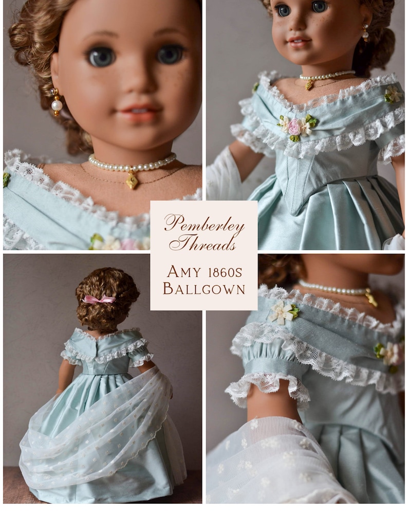 PDF Sewing Pattern Amy 1860s Ballgown for 18 inch dolls such as American Girl image 2