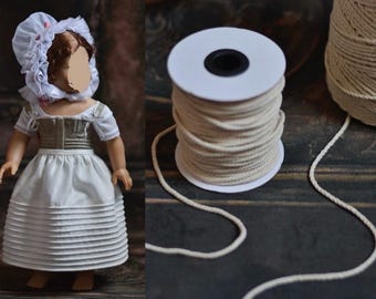 Cotton Cord 2mm 2-3mm Natural Doll Clothing Historical Reproduction 15 yd