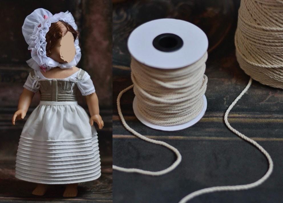 Cotton Cord 2mm 2-3mm Natural Doll Clothing Historical Reproduction 15 yd