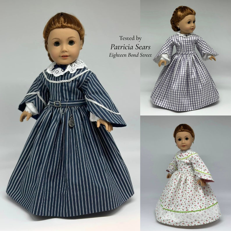 Patron de couture PDF Robe de jour Meg 1860 pour poupées de 18 pouces telles que American Girl image 4