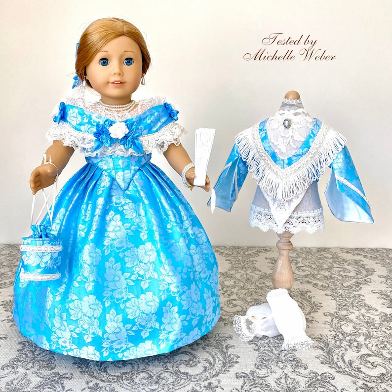 Patron de couture PDF Amy, robe de bal des années 1860 pour poupées de 18 pouces American Girl, par exemple image 5