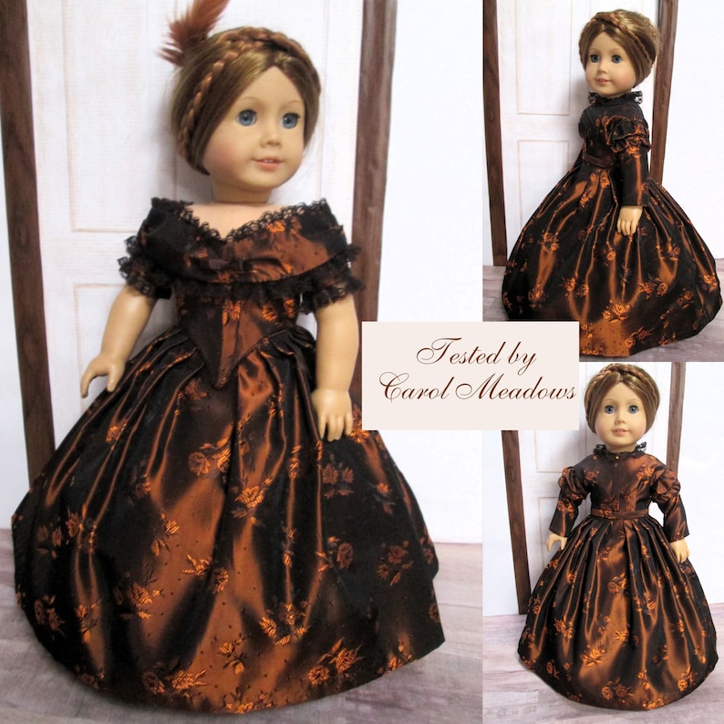 Patron de couture PDF Amy, robe de bal des années 1860 pour poupées de 18 pouces American Girl, par exemple image 10
