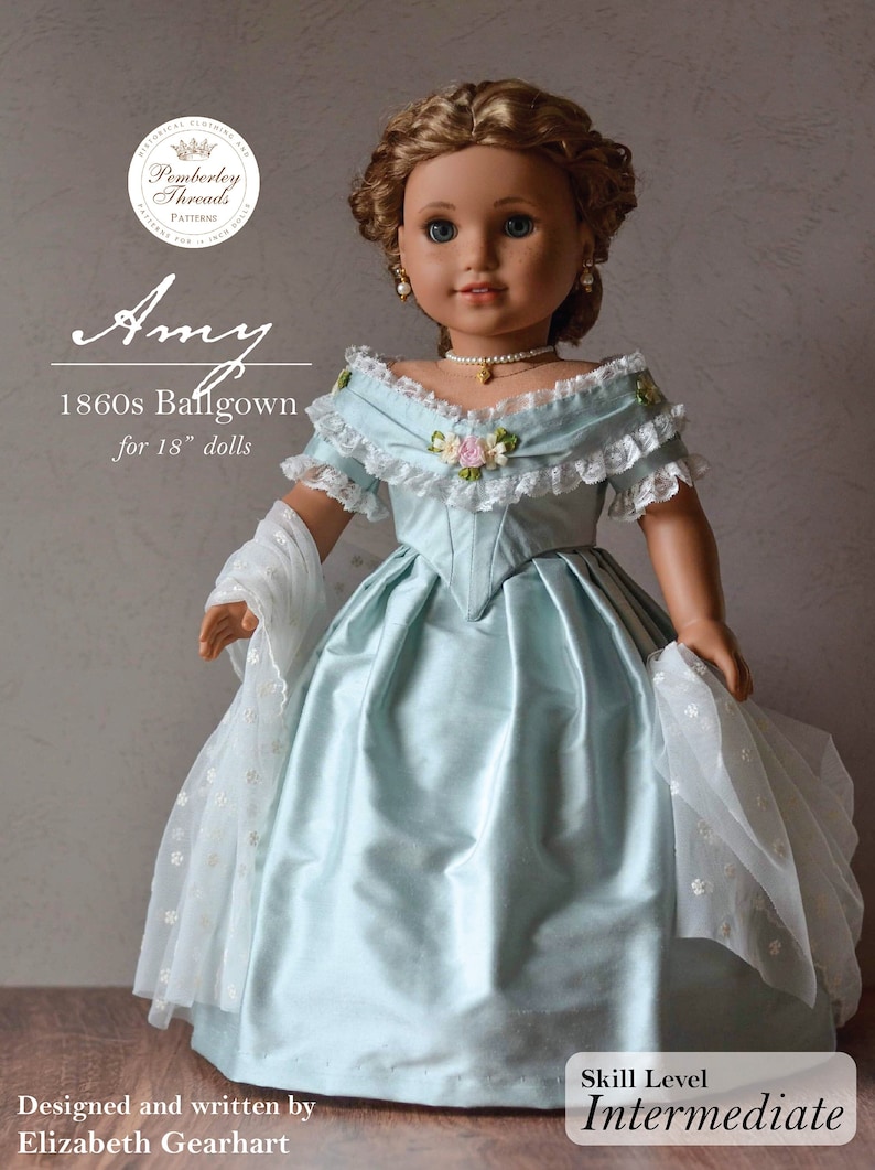 PDF Sewing Pattern Amy 1860s Ballgown for 18 inch dolls such as American Girl image 1