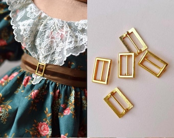 Doll Size Gold Rectangular Buckle for Belts - 3 count