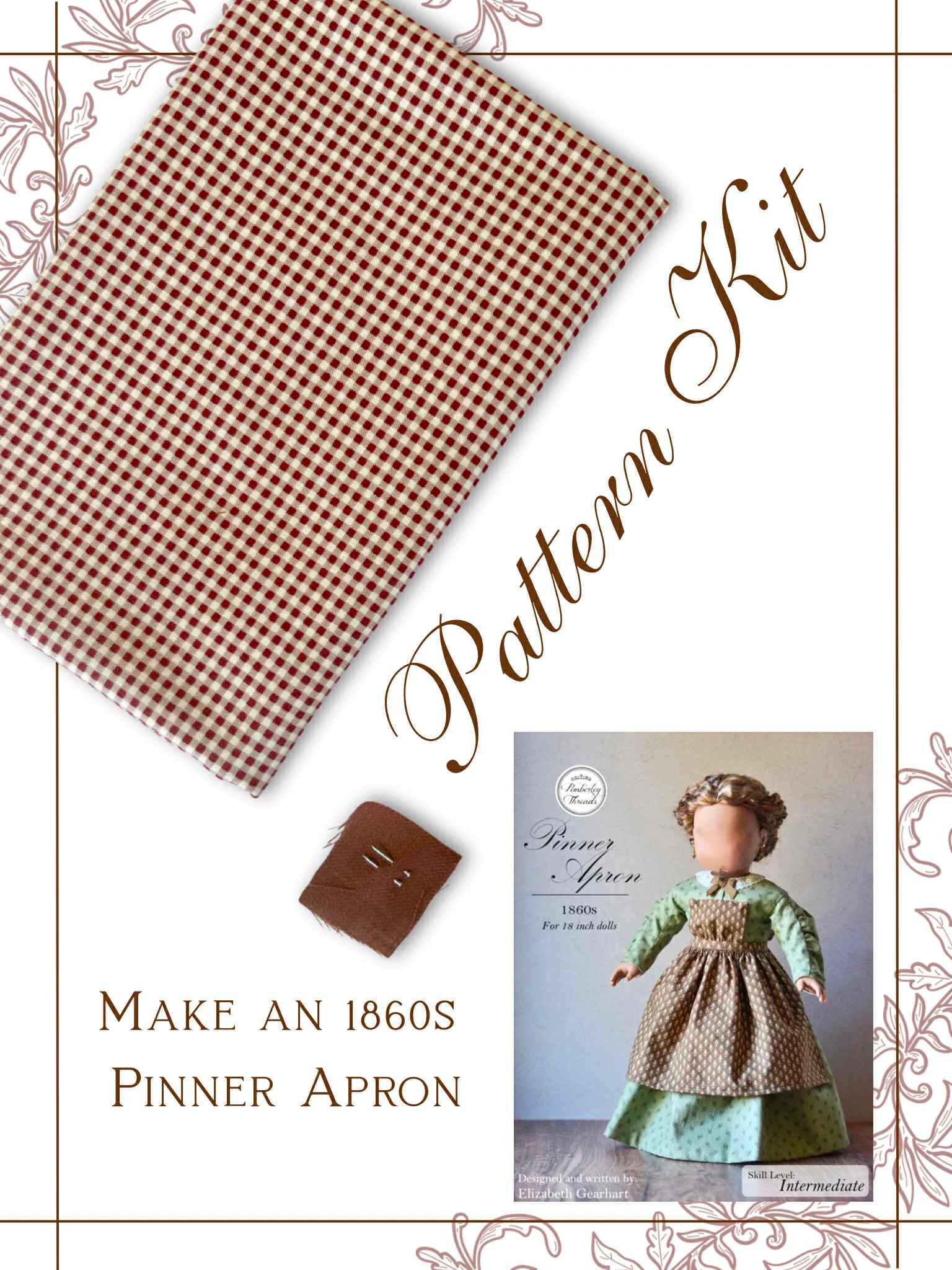 1860年代の18インチ人形用ピナーエプロンキット - チェック - Etsy 日本