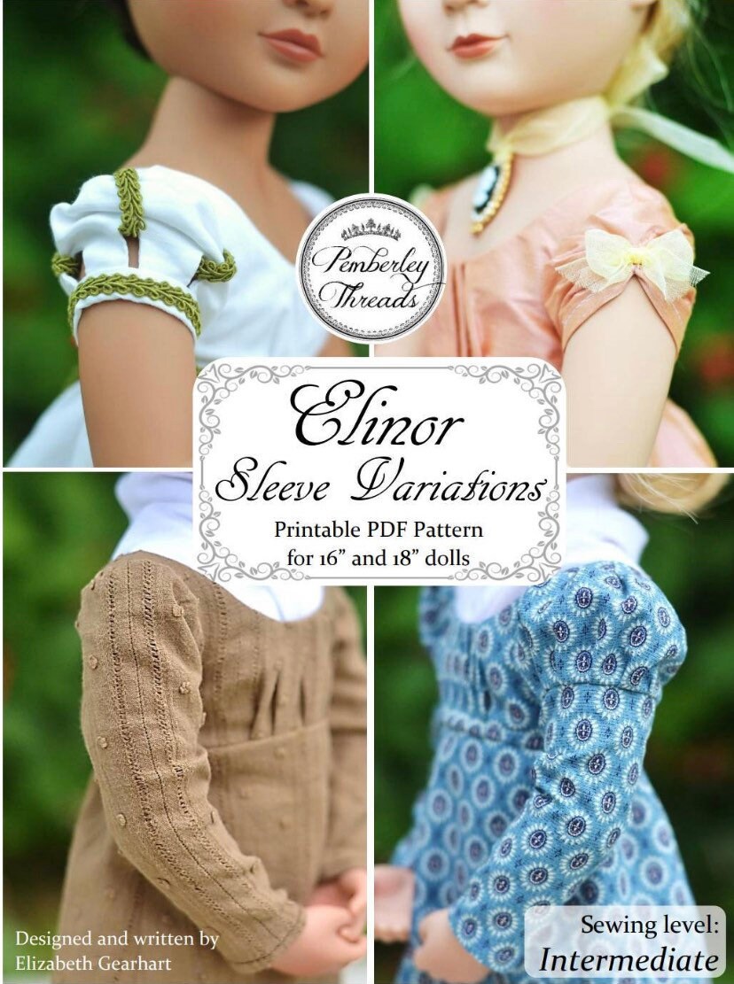 Regency Dress PDF Sewing Pattern for 16 inch Dolls hand crafted to fit