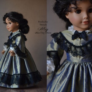 PDF Sewing Pattern Meg 1860 Day Dress for 18 inch dolls such as American Girl image 2