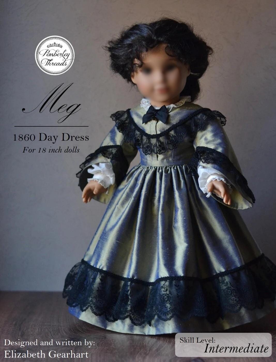 1860s day dress blue Trimmed Civil War Era Dress / Day Wrapper in Calico Print, camp, work or  day dress, Victorian, Pioneer, Historical, 19th Century main image 1