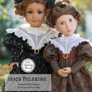 PDF Sewing Pattern 1830s Pelerine Collar for 18 inch and 16 inch dolls such as American Girl A Girl for All Time