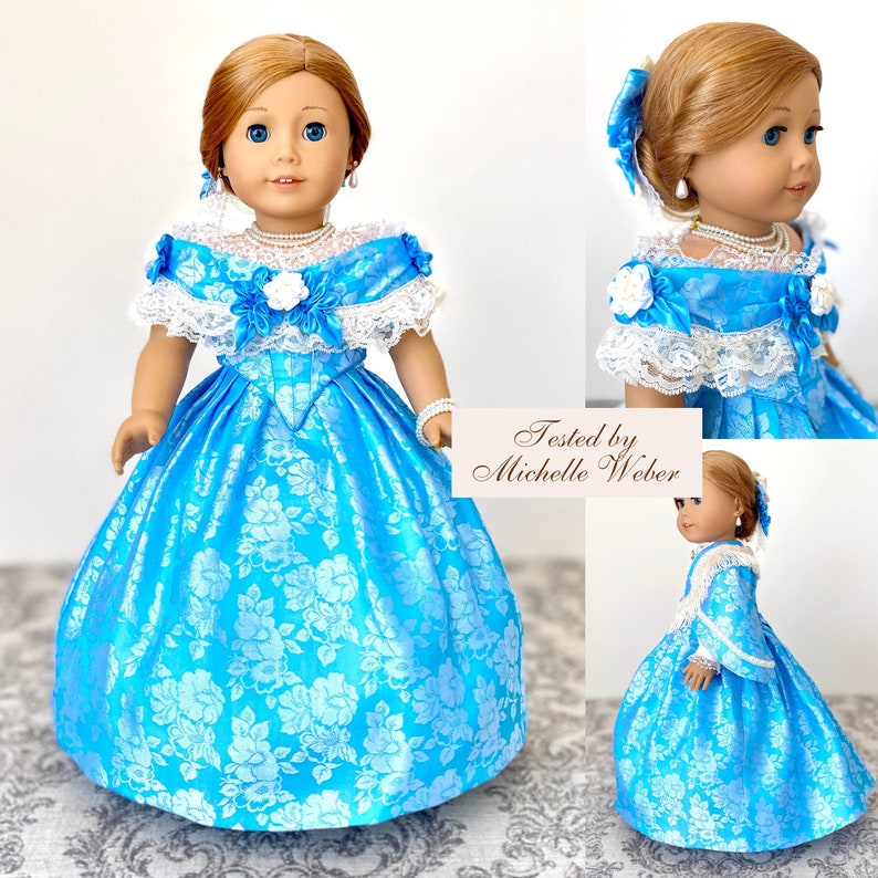Patron de couture PDF Amy, robe de bal des années 1860 pour poupées de 18 pouces American Girl, par exemple image 8