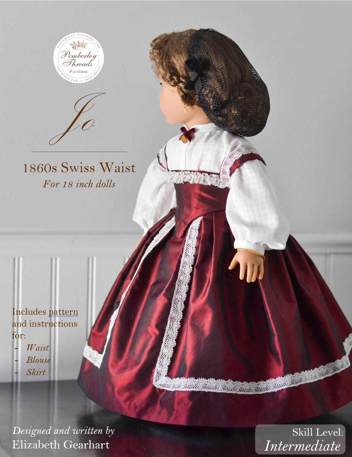 18" Doll Colonial Dress Set – Blue & Pink Striped Dress With Mob Cap – Fits American Girl And Similar Dolls