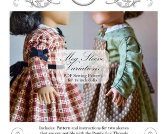 PDF Sewing Pattern Meg 1860 Day Dress Sleeve Variations for 18 inch doll