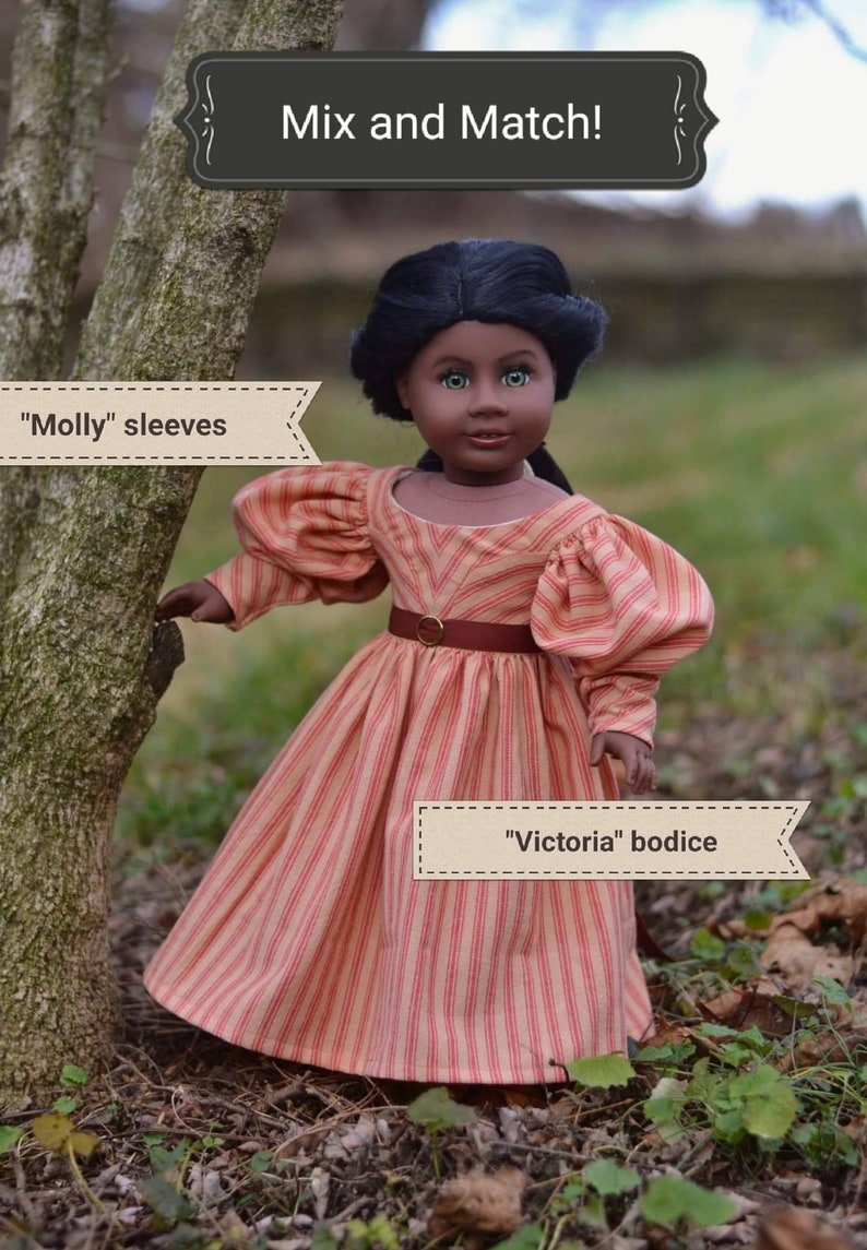 PDF Sewing Pattern Victoria 1830s Romantic Era Dress Evening Gown for 18 inch dolls such as American Girl image 8