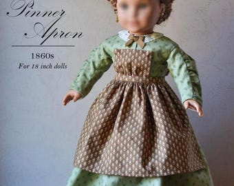 PDF Sewing Pattern 1860 Pinner Apron for 18 inch dolls