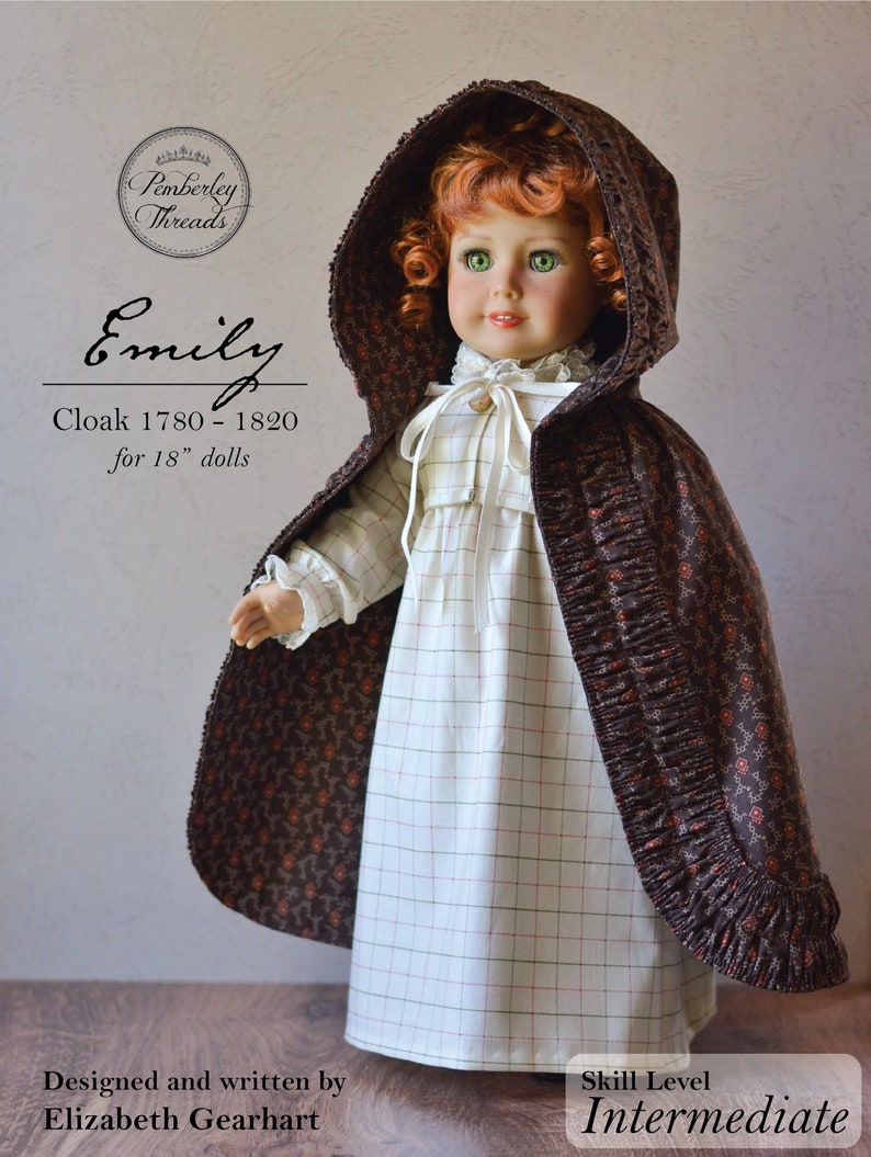 PDF Sewing Pattern Emily Cloak 1780 1820 for 18 inch dolls such as American Girl image 1