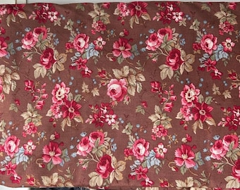 Doll clothing fabric Cabbage Roses Remnant Cotton